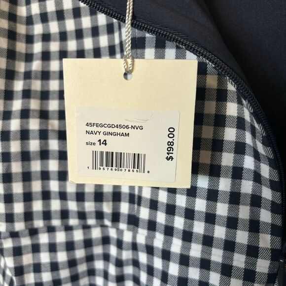 Favorite Daughter Mini Dress 14 NEW The Break Up Square Neck Gingham Navy Blue - Picture 9 of 16